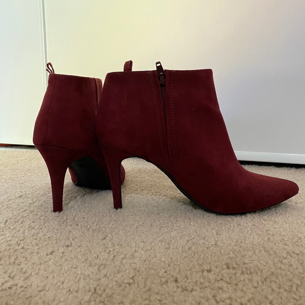 Beautiful suede fabric booties